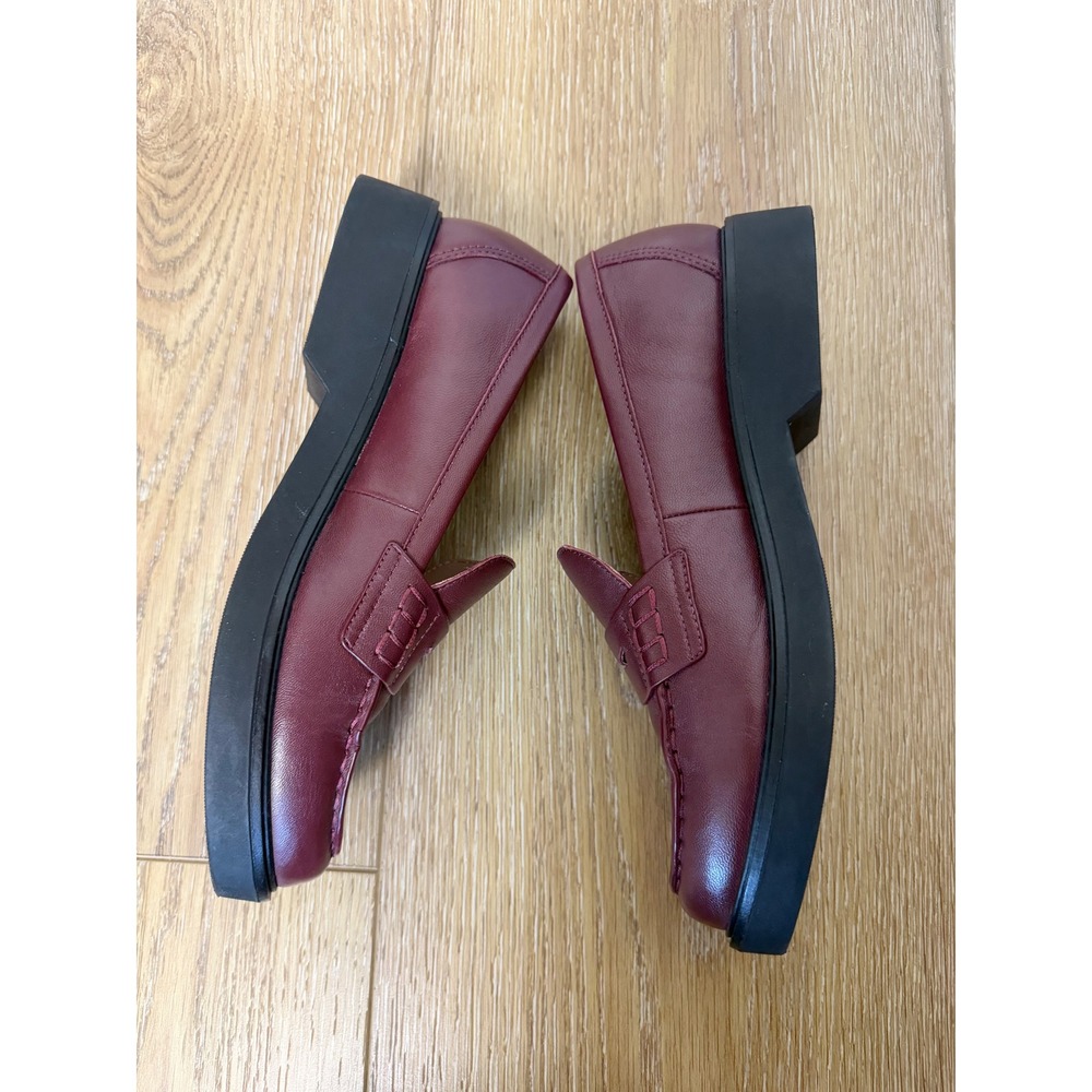 Nordstrom Nola Lafayette Leather Penny Loafers Burgundy Oxblood Shoes 6.5M - Picture 5 of 7